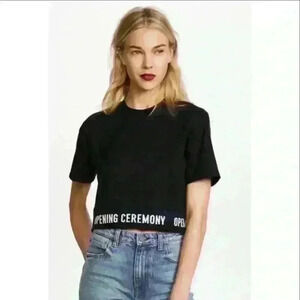 Opening Ceremony Black Cotton  Crop Top